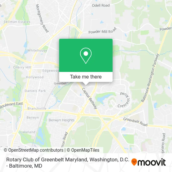 Rotary Club of Greenbelt Maryland map