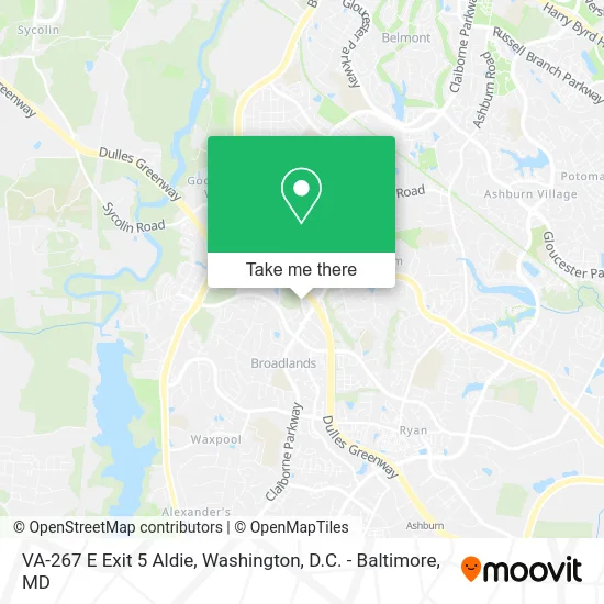 VA-267 E Exit 5 Aldie map