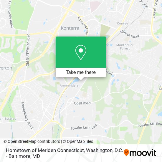 Hometown of Meriden Connecticut map