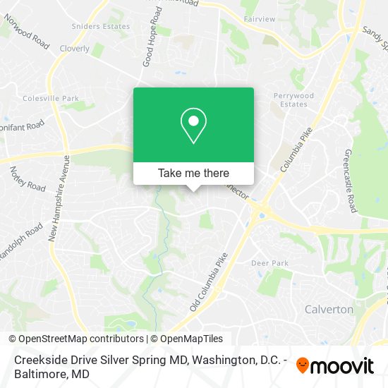 Creekside Drive Silver Spring MD map