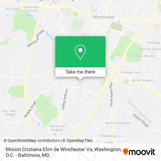 Mapa de Mision Cristiana Elim de Winchester Va