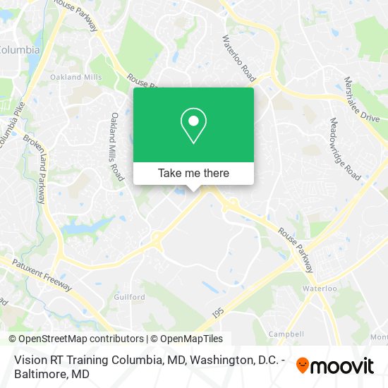 Mapa de Vision RT Training Columbia, MD