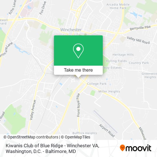 Kiwanis Club of Blue Ridge - Winchester VA map