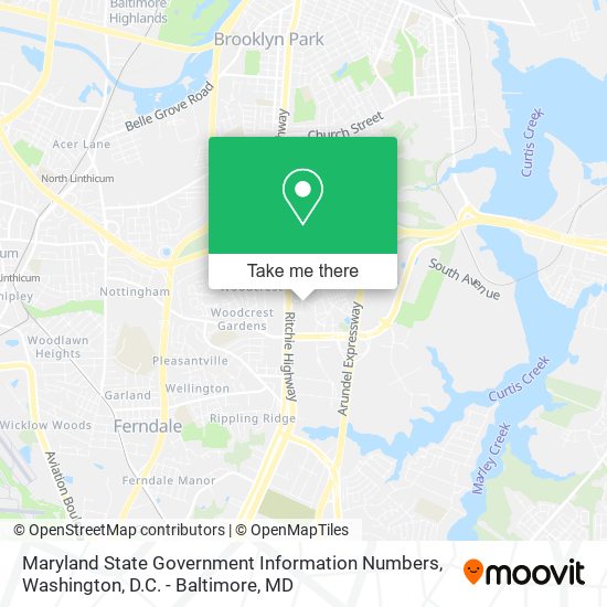 Maryland State Government Information Numbers map