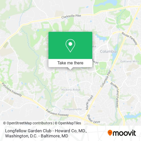 Mapa de Longfellow Garden Club - Howard Co, MD.