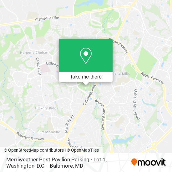 Merriweather Post Pavilion Parking - Lot 1 map