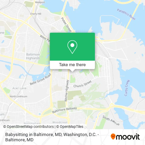 Babysitting in Baltimore, MD map