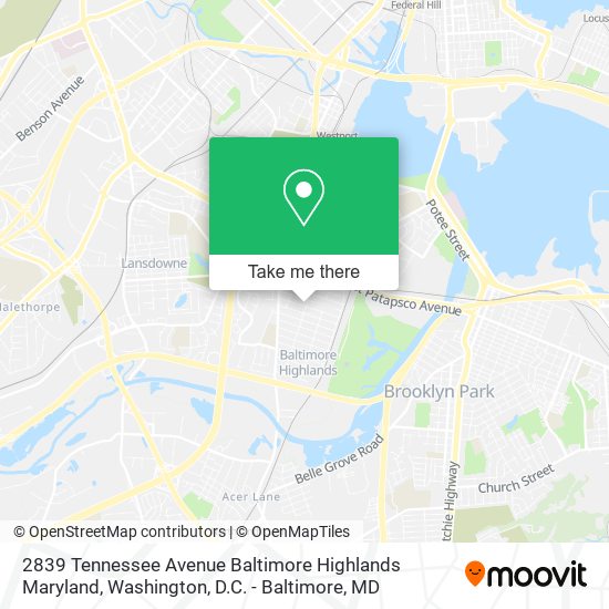 Mapa de 2839 Tennessee Avenue Baltimore Highlands Maryland