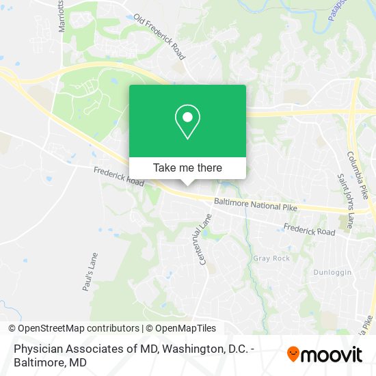Physician Associates of MD map