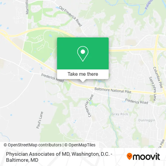 Physician Associates of MD map