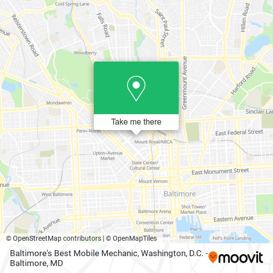 Baltimore's Best Mobile Mechanic map