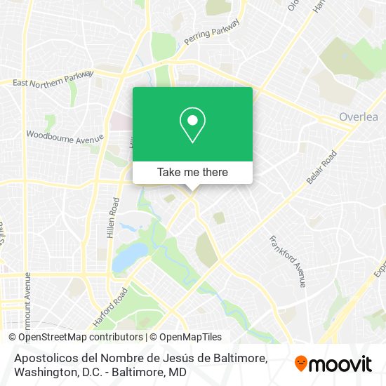 Mapa de Apostolicos del Nombre de Jesús de Baltimore