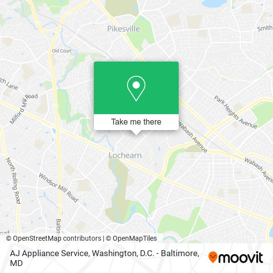 AJ Appliance Service map