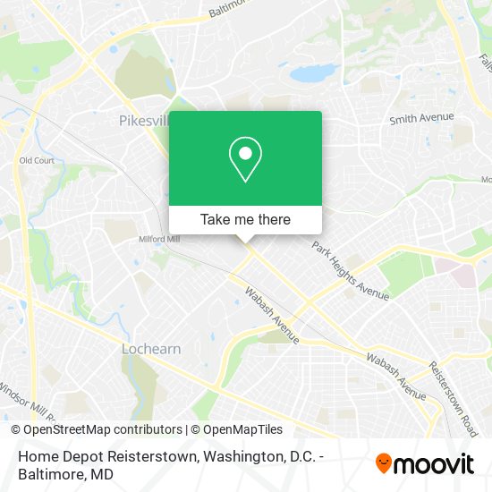 Home Depot Reisterstown map