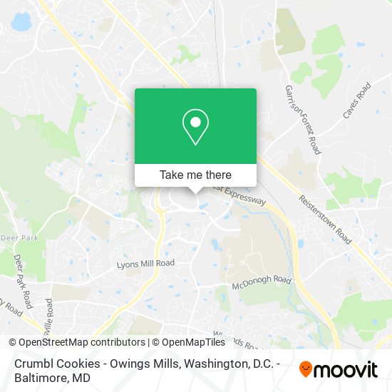 Mapa de Crumbl Cookies - Owings Mills