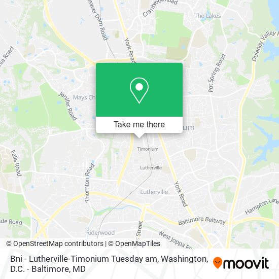 Bni - Lutherville-Timonium Tuesday am map