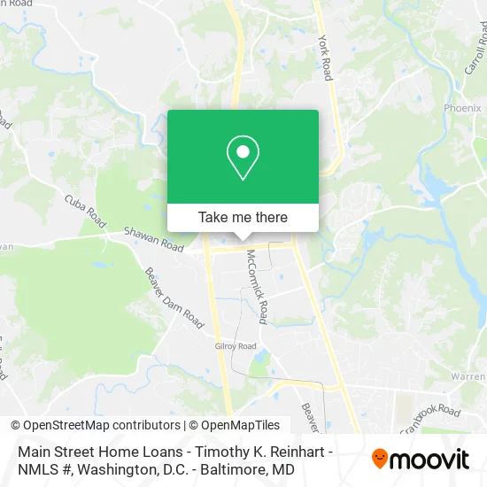 Main Street Home Loans - Timothy K. Reinhart - NMLS # map