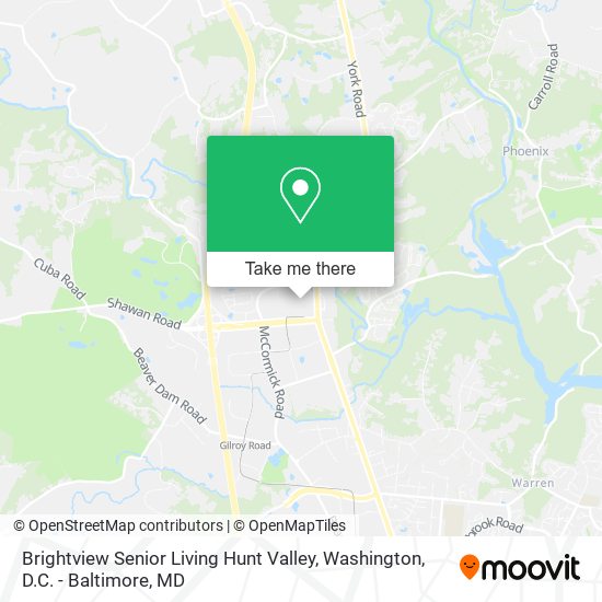 Brightview Senior Living Hunt Valley map