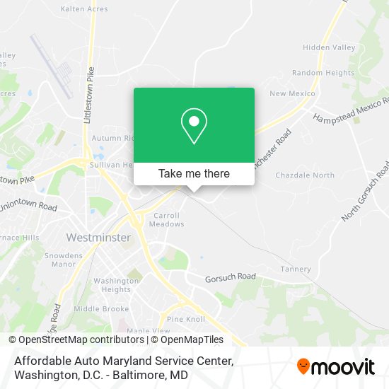Affordable Auto Maryland Service Center map