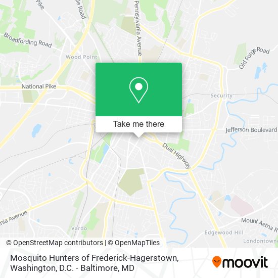 Mosquito Hunters of Frederick-Hagerstown map