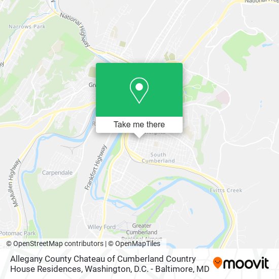 Allegany County Chateau of Cumberland Country House Residences map