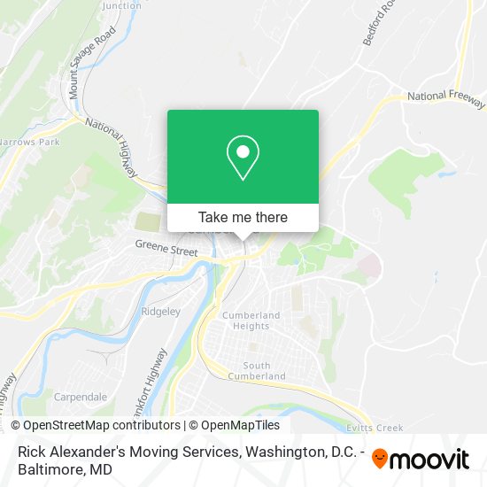 Rick Alexander's Moving Services map