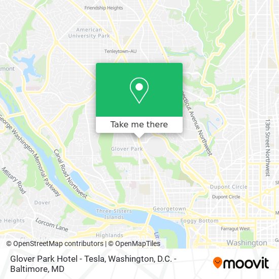 Glover Park Hotel - Tesla map