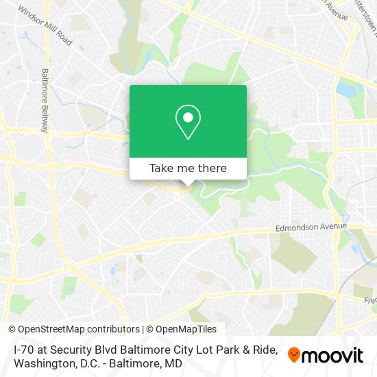 I-70 at Security Blvd Baltimore City Lot Park & Ride map
