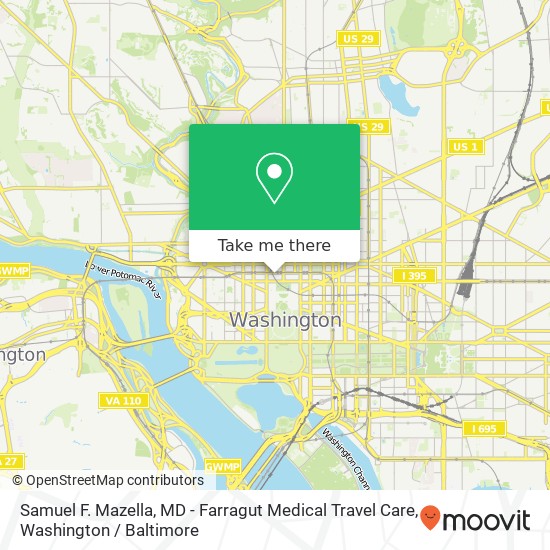 Mapa de Samuel F. Mazella, MD - Farragut Medical Travel Care, 815 Connecticut Ave NW