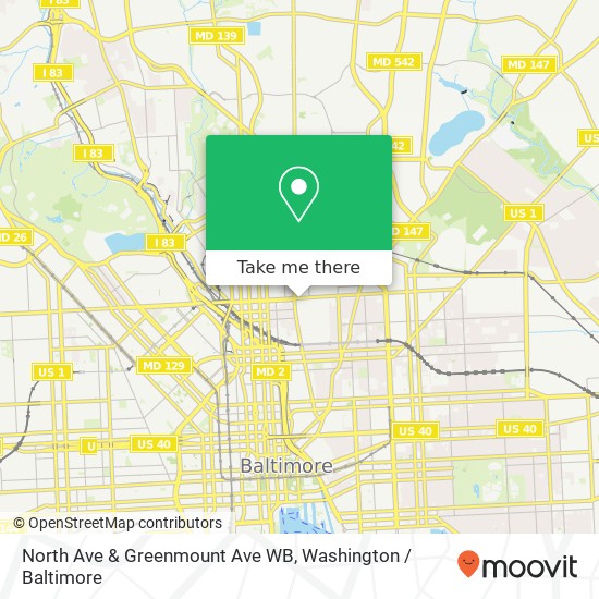Mapa de North Ave & Greenmount Ave WB