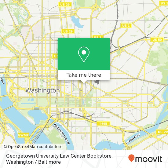 Georgetown University Law Center Bookstore map