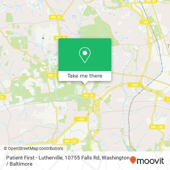 Mapa de Patient First - Lutherville, 10755 Falls Rd