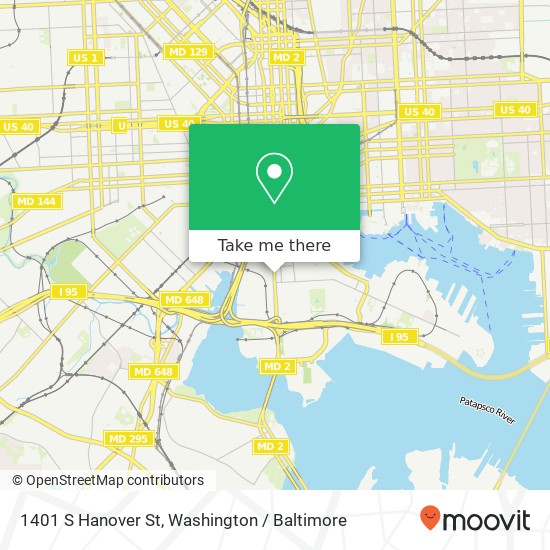 Mapa de 1401 S Hanover St, Baltimore, MD 21230