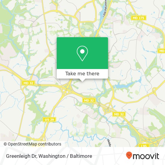 Mapa de Greenleigh Dr, Columbia, MD 21046