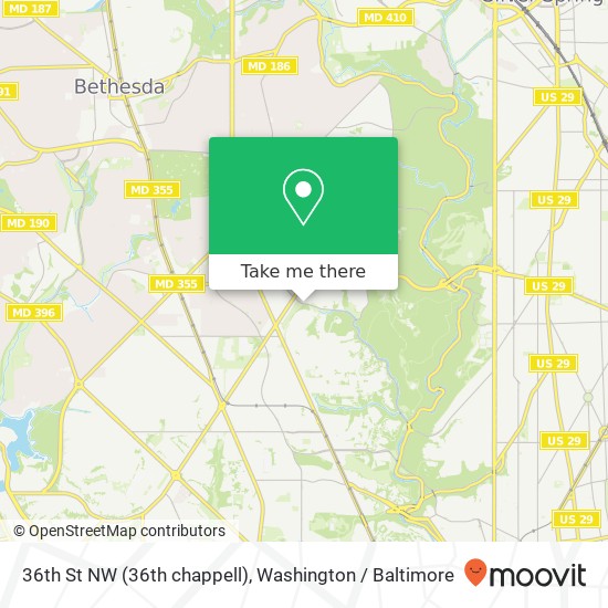 Mapa de 36th St NW (36th chappell), Washington, DC 20015