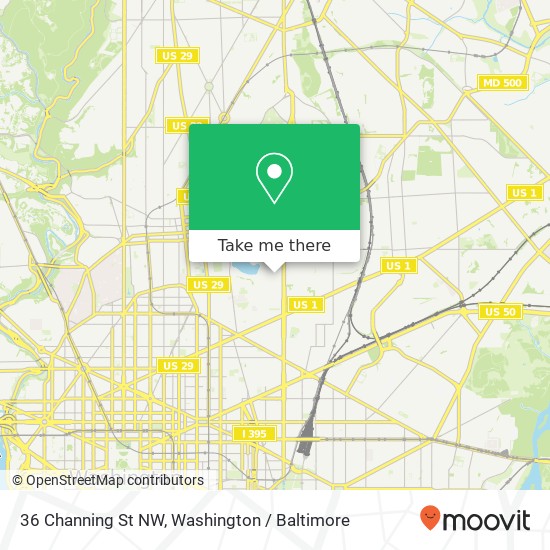 36 Channing St NW, Washington, DC 20001 map