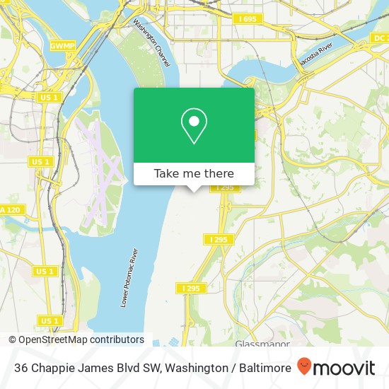 Mapa de 36 Chappie James Blvd SW, Washington, DC 20032