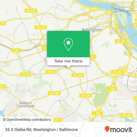 Mapa de 36 S Glebe Rd, Arlington, VA 22204
