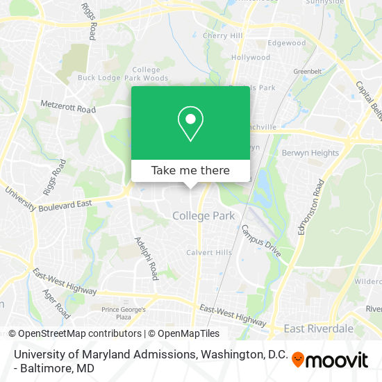 University of Maryland Admissions map