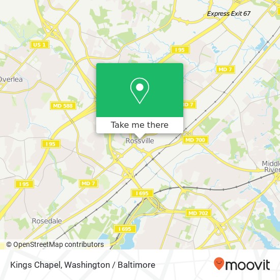 Mapa de Kings Chapel, 8800 Philadelphia Rd