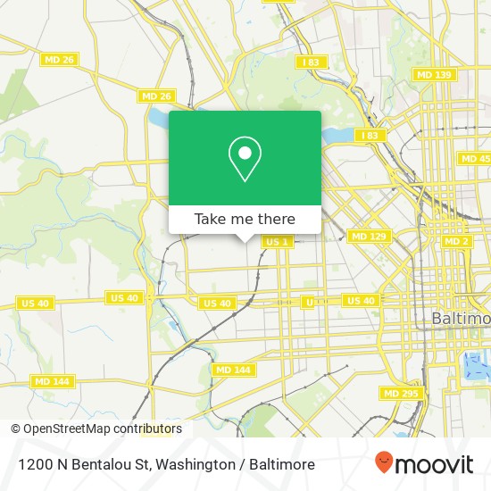 Mapa de 1200 N Bentalou St, Baltimore, MD 21216