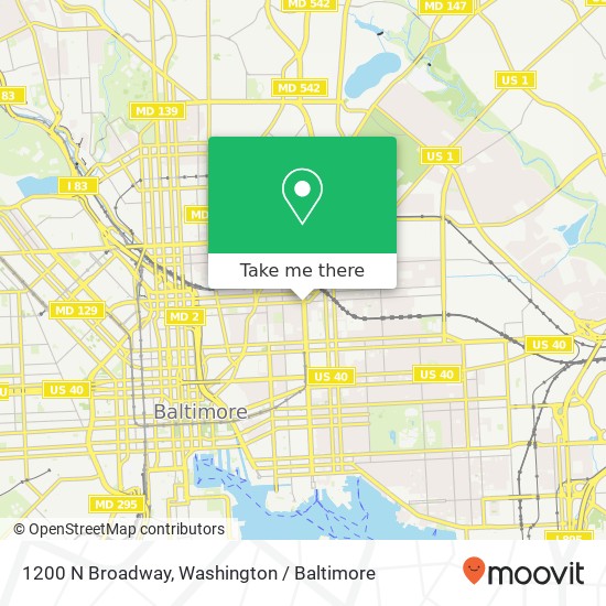 Mapa de 1200 N Broadway, Baltimore, MD 21213