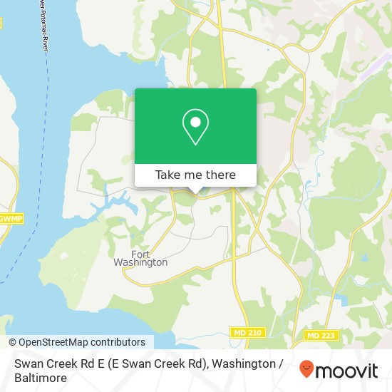 Mapa de Swan Creek Rd E (E Swan Creek Rd), Fort Washington, MD 20744