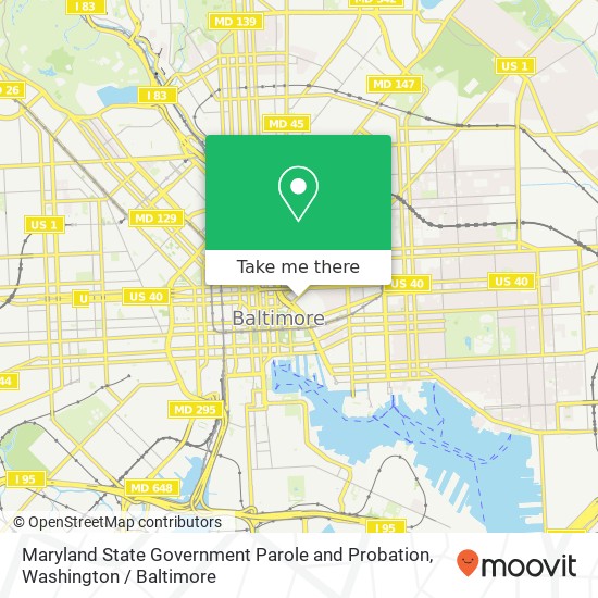 Mapa de Maryland State Government Parole and Probation, 301 N Gay St