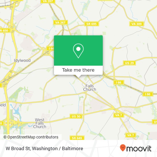 Mapa de W Broad St, Falls Church, VA 22046