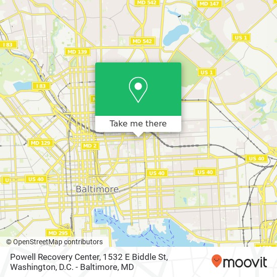Mapa de Powell Recovery Center, 1532 E Biddle St