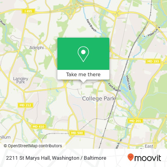 Mapa de 2211 St Marys Hall, College Park, MD 20742