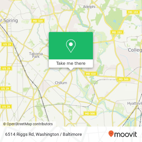 Mapa de 6514 Riggs Rd, Hyattsville, MD 20783