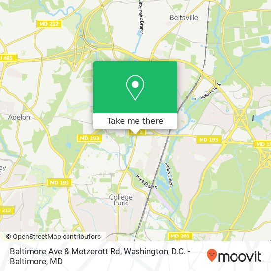 Baltimore Ave & Metzerott Rd map