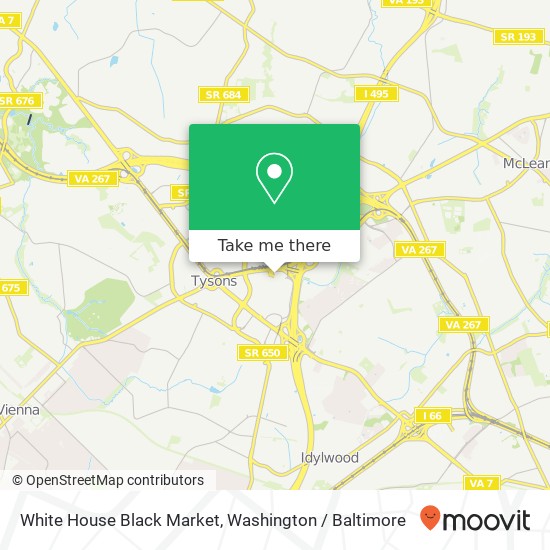 White House Black Market, 8023 Tysons One Pl map